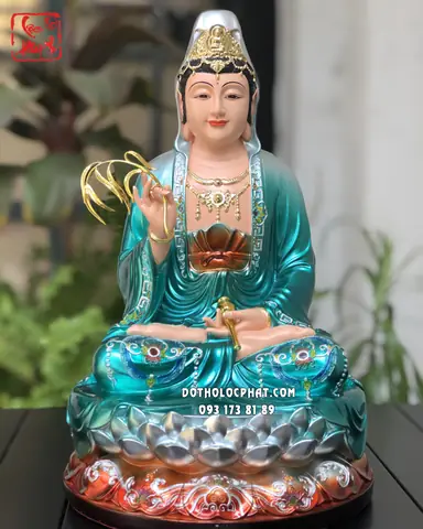 94. Tượng Quan Âm Bồ Tát Xanh Composite Áo Rũ Qabt-108