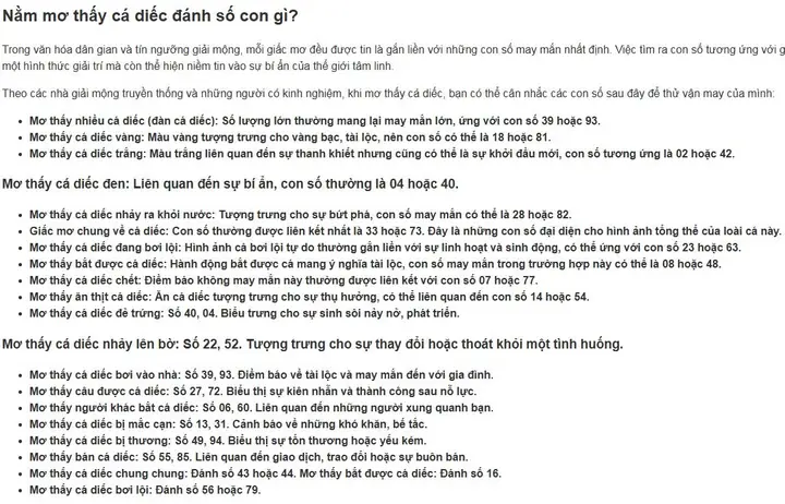 Giấc Mơ Thấy Cá Diếc: Ý Nghĩa, Điềm Báo Và Con Số May Mắn