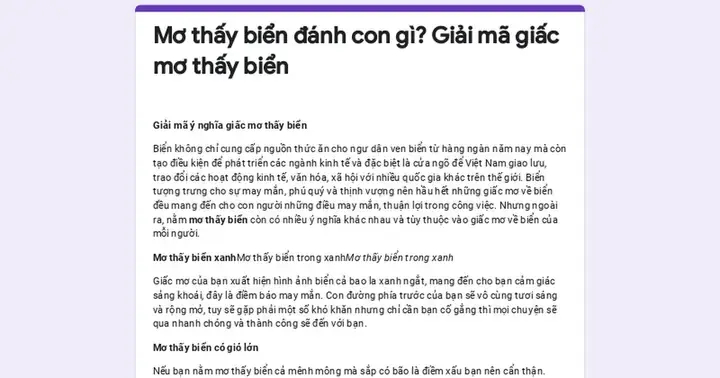 Nằm Mơ Thấy Biển Cạn Nước: Giải Mã Ý Nghĩa Tâm Lý Và Điềm Báo Thực Tế